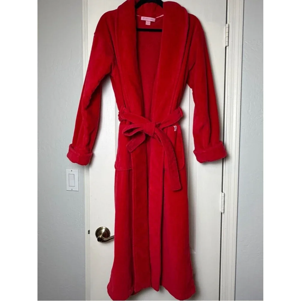 Vintage Victoria's Secret Red Terry Cloth Bathrobe M Heavyweight Spa Luxury